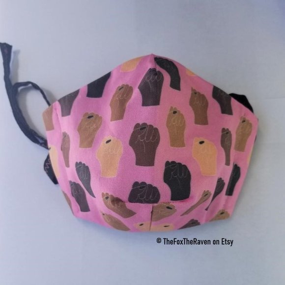 Black Lives Matter Fitted Face Mask - Picture 8 of 14